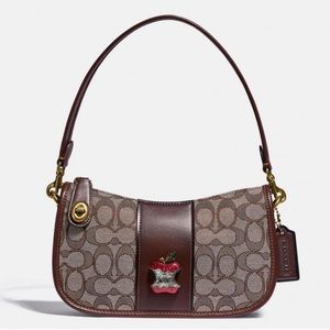 Coach Jacquard Monogram Leather Swinger Apple Bag